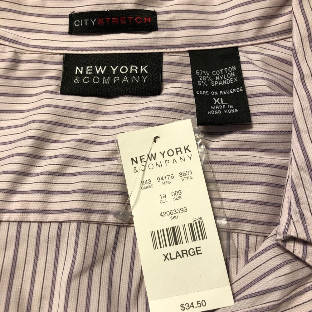 New York & Company XL Dress Shirt Purple/White NWT - Picture 3 of 3
